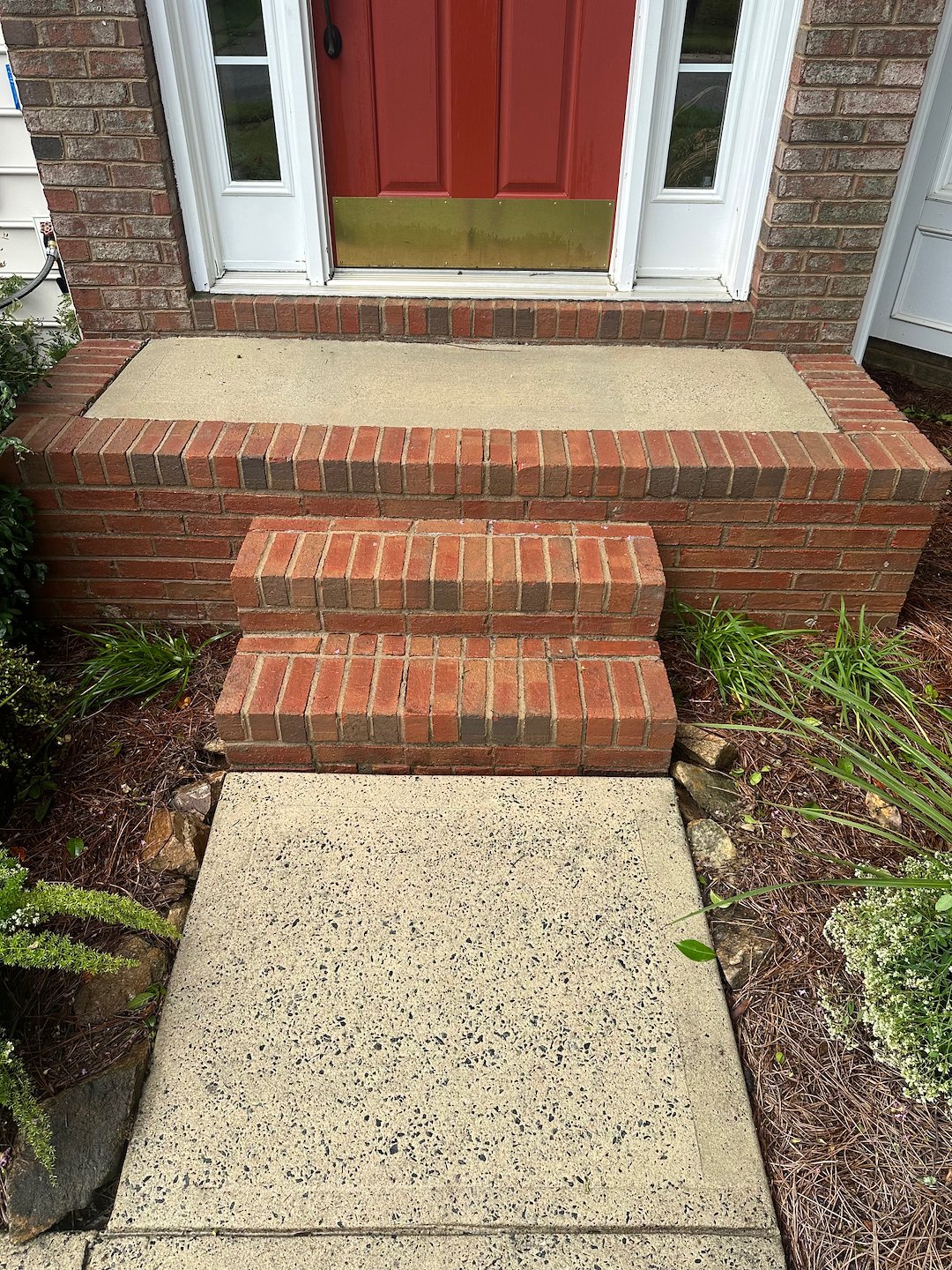 High quality brick steps and concrete stoop cleaning service in Charlotte NC.